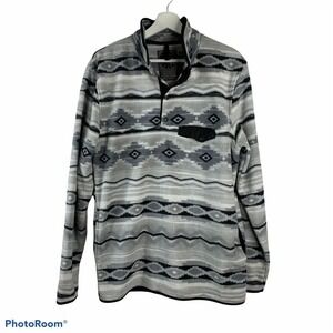 Cabin Fever Sz M Cozy Fleece 1/4 Snap Pullover Long Sleeve Striped Shirt Women's